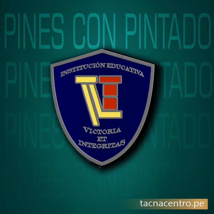 pin metalico pintado 3 colores con relieve y troquelado forma escudo tacna centro peru