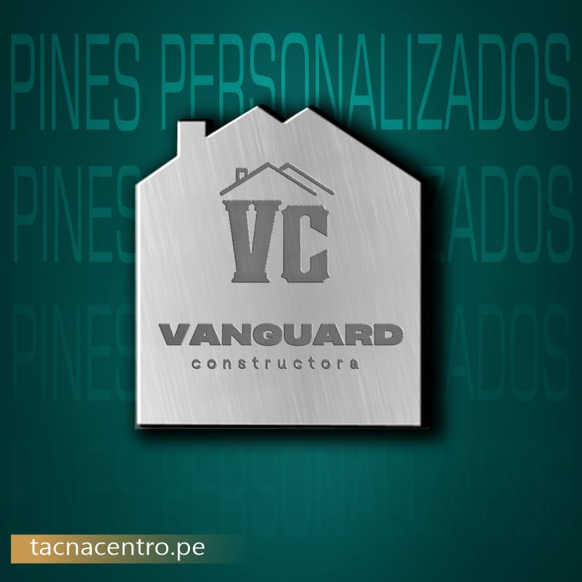 pin metalico plateado con grabado relieve y forma troquelada tacna centro peru
