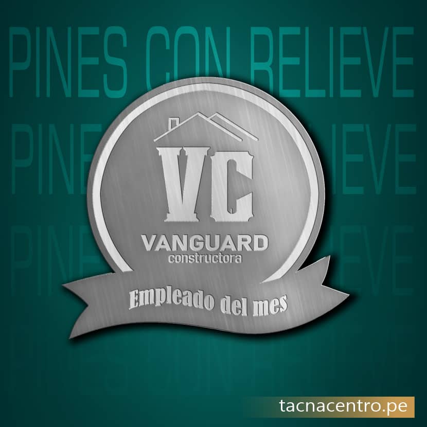 pin metalico plateado con grabado relieve y troquelado tacna centro peru