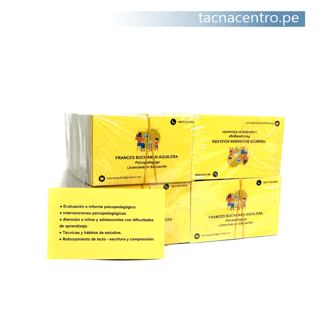 tarjeta de presentacion amarillo para profesion psicologo impresion ambas caras tacna centro peru precios por mayor