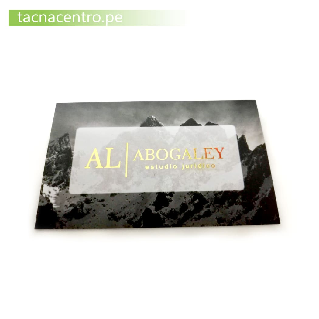 tarjeta de presentacion mate y hot stamping dorado para profesional abogado tacna centro peru precios por mayor