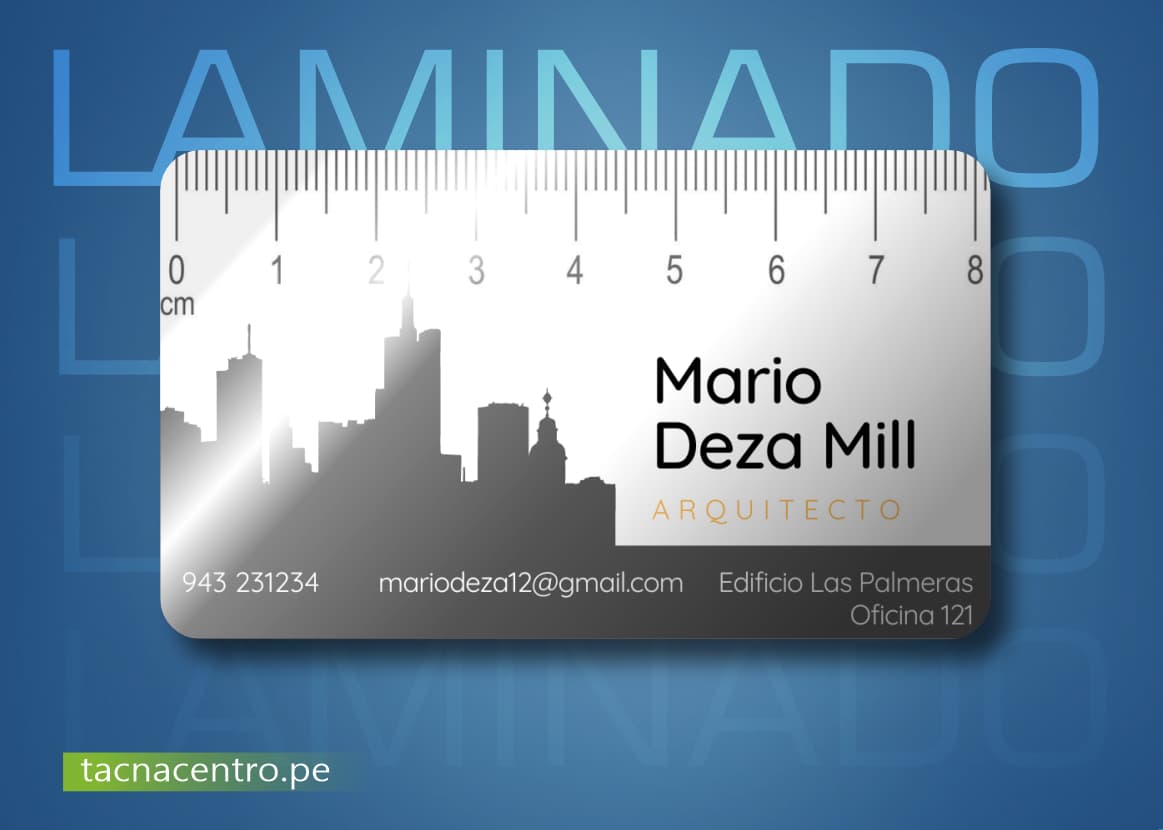 tarjeta de presentacion con laminado elegante eimpresion full para profesional arquitecto color tacna centro peru precios mayoristas