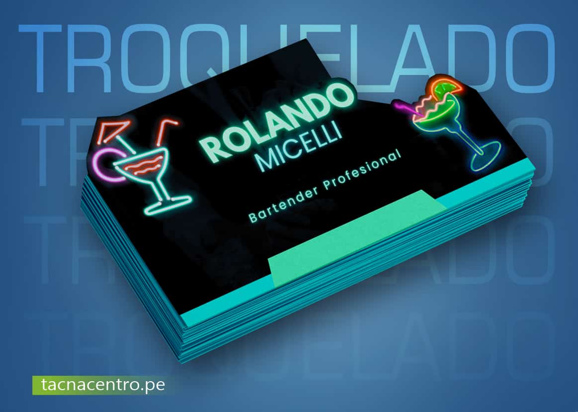 tarjeta troquelada de presentacion elegante para profesional bartender color negro tacna centro peru-precios mayoristas