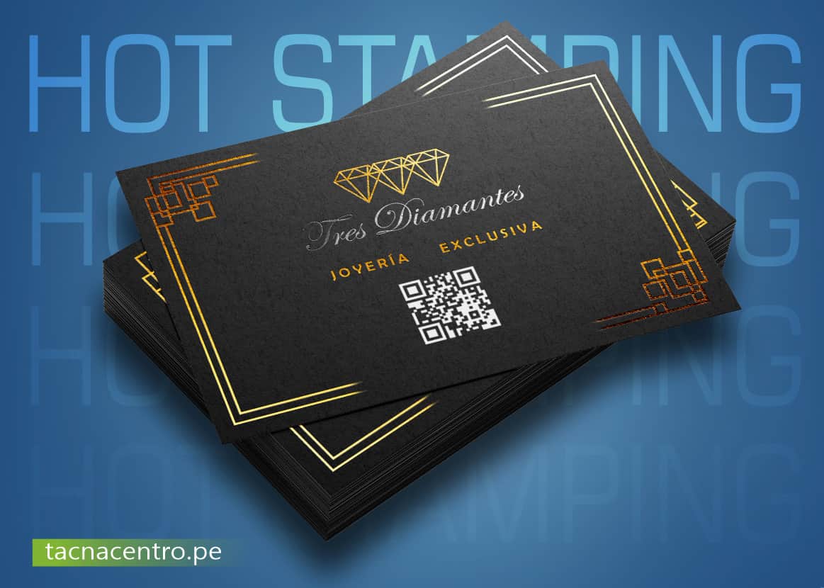 tarjetas de presentacion hot stamping dorado color negro mate para joyeria tacna centro peru precios mayoristas